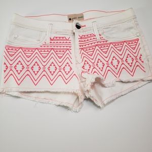 Roxy white with pink aztec design shorts